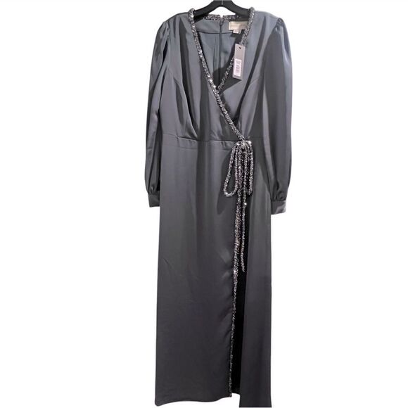 NWT Sachin and Babi Dorthea A-Line Gown Gunmetal with sparkle accent size 8 - Picture 6 of 17